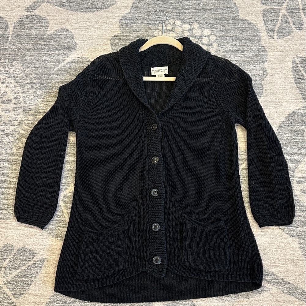 Denim and Supply Ralph Lauren Knit Cardigan Women Size XL Black Button Down
